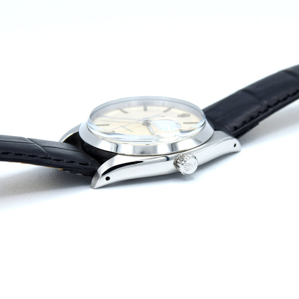 1961 Rolex Oysterdate Precision 6694 Wristwatch with baton Markers in Stainless Steel with raised Rolex original dial