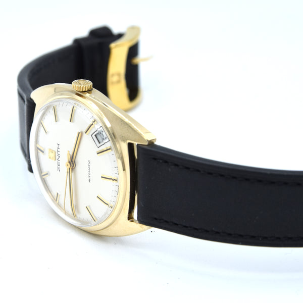 1972-73 Zenith solid 9ct gold Automatic Date 28800 Model S2078 Box - buckle - booklets