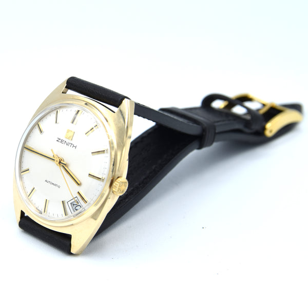 1972-73 Zenith solid 9ct gold Automatic Date 28800 Model S2078 Box - buckle - booklets