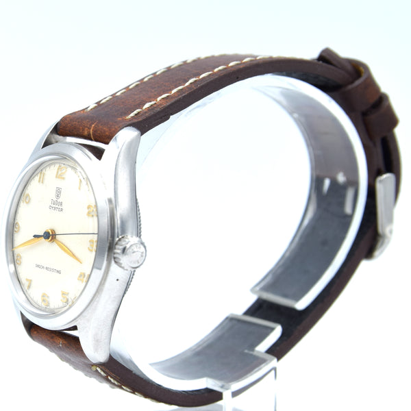 1950s Tudor Oyster Shock-Resisting 'All Arabic numerals' Steel Wristwatch Model 7803 32mm All original