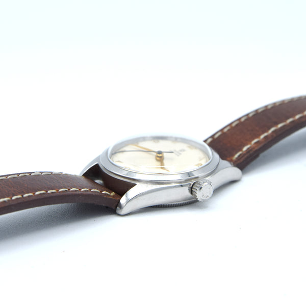 1950s Tudor Oyster Shock-Resisting 'All Arabic numerals' Steel Wristwatch Model 7803 32mm All original