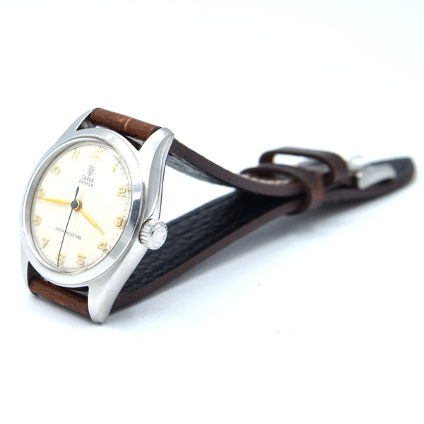 1950s Tudor Oyster Shock-Resisting 'All Arabic numerals' Steel Wristwatch Model 7803 32mm All original
