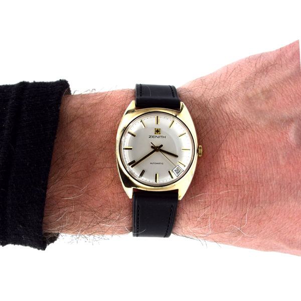 1972-73 Zenith solid 9ct gold Automatic Date 28800 Model S2078 Box - buckle - booklets