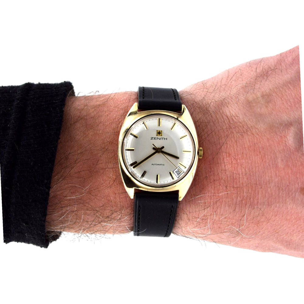 1972-73 Zenith solid 9ct gold Automatic Date 28800 Model S2078 Box - buckle - booklets