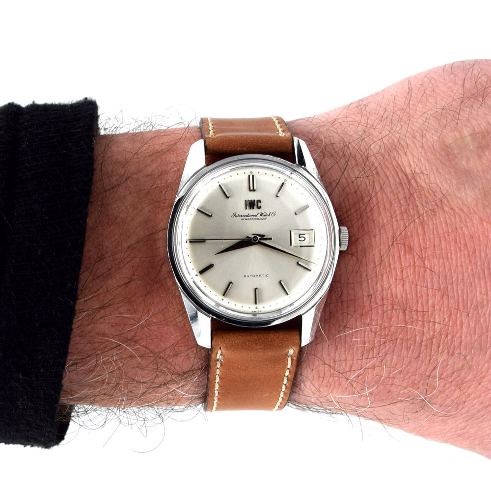 1968 International watch co automatic large wristwatch Ref. R820AD  Cal.8541B hacking cal in steel