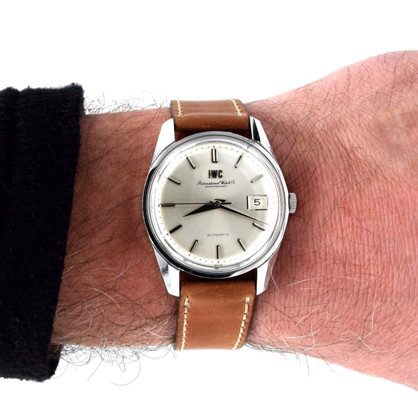 1968 International watch co automatic large wristwatch Ref. R820AD  Cal.8541B hacking cal in steel