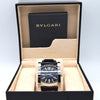 Bvlgari Assioma in Steel on Black Alligator Leather Strap with Blue Dial AA48S box & papers