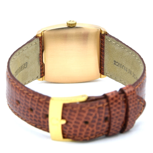 1968 Omega De Ville Unusual solid 18k Gold Tonneau Wristwatch Model 111.084 with sunbeam dial