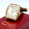 1968 Omega De Ville Unusual solid 18k Gold Tonneau Wristwatch Model 111.084 with sunbeam dial