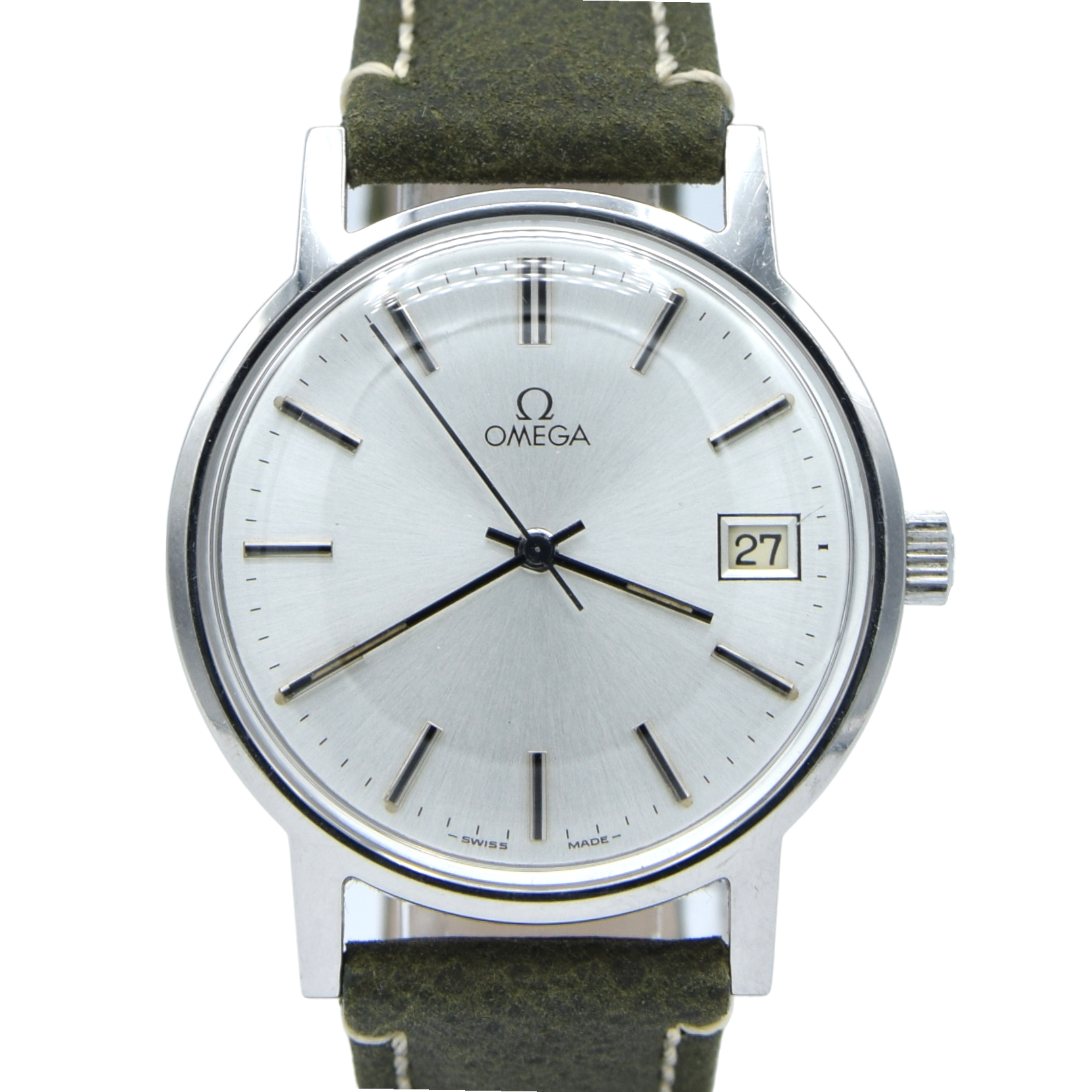 1978 Omega classic manual Wind Date Dress Watch Model 136.0104 in Stainless Steel