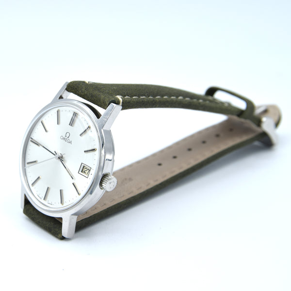 1978 Omega classic manual Wind Date Dress Watch Model 136.0104 in Stainless Steel