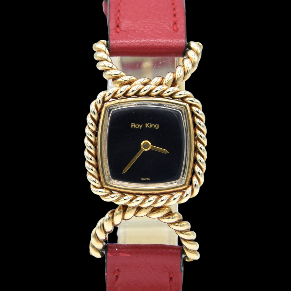 1977 Ladies Designer RoyKing solid 9ct gold rope-twist design Manual Wind Wristwatch
