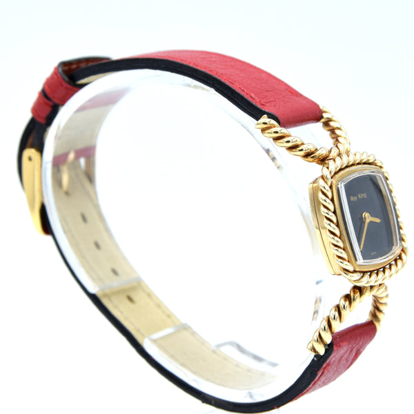 1977 Ladies Designer RoyKing solid 9ct gold rope-twist design Manual Wind Wristwatch