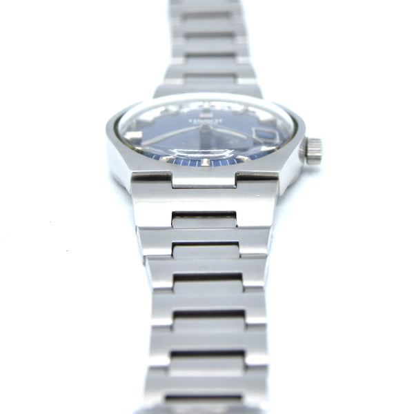 1972 Tissot PR516 Date Wristwatch Model 42630 in Stainless Steel with beautiful satin Blue Dial