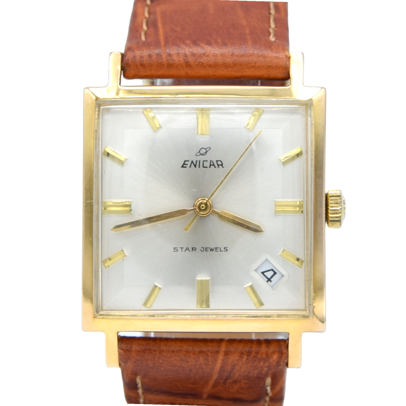 1970s Enicar manual classic date ultrasonic star jewels - square wristwatch ref 121/009