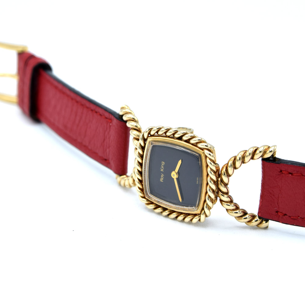 1977 Ladies Designer RoyKing solid 9ct gold rope-twist design Manual Wind Wristwatch
