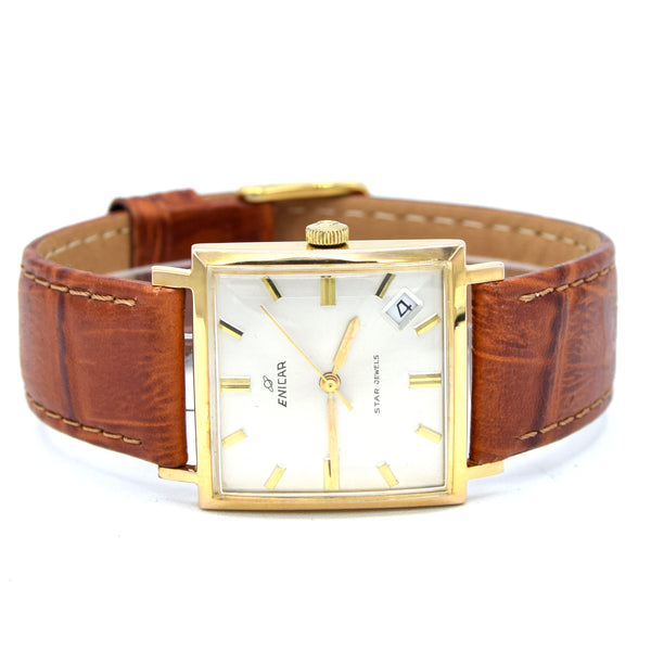 1970s Enicar manual classic wristwatch date ultrasonic star jewels - square wristwatch ref 121/009