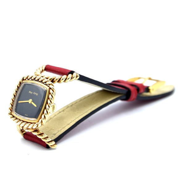 1977 Ladies Designer RoyKing solid 9ct gold rope-twist design Manual Wind Wristwatch