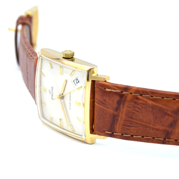 Enicar manual classic date wristwatch ultrasonic star jewels - square wristwatch ref 121/009