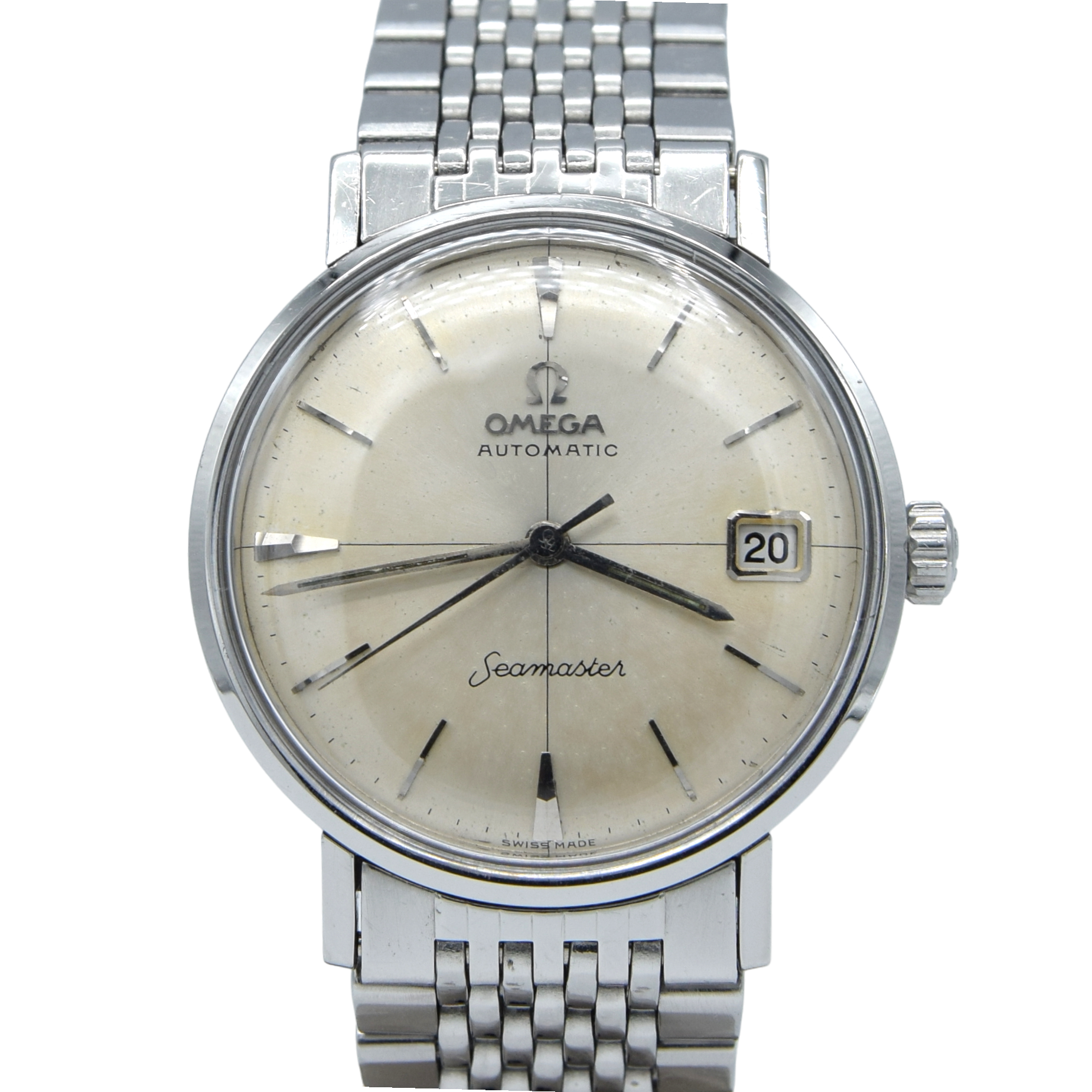 1959 Omega Seamaster Automatic Date Model 14730 in Stainless Steel cross-hair Pre DeVille on bracelet