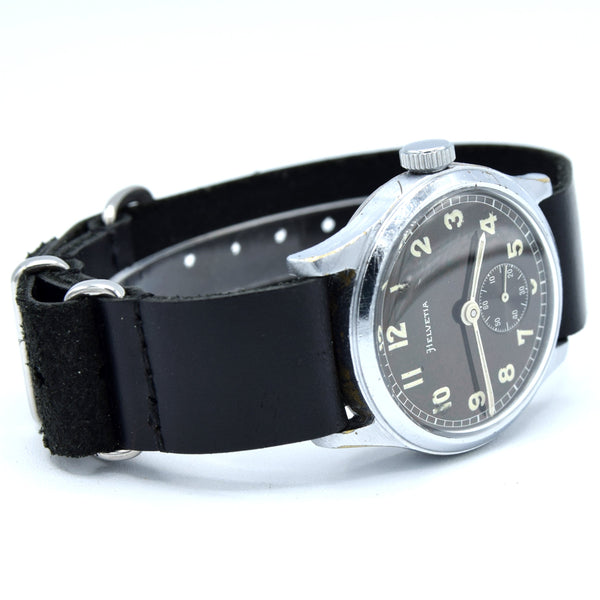 WW2 Helvetia Rare German Military army issue DH Type 2 Wristwatch Cal 82A 1940s