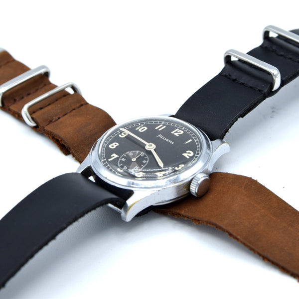 WW2 Helvetia Rare German Military army issue DH Type 2 Wristwatch Cal 82A 1940s