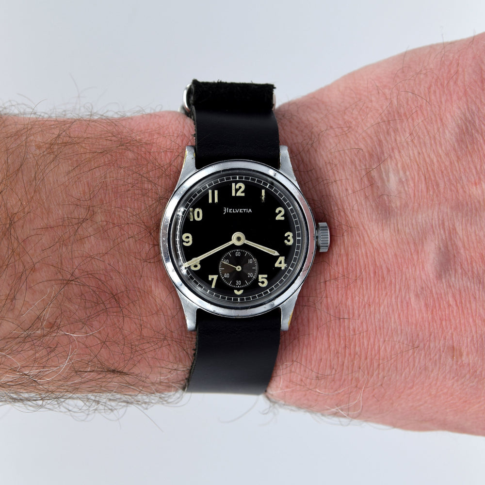 WW2 Helvetia Rare German Military army issue DH Type 2 Wristwatch Cal 82A 1940s