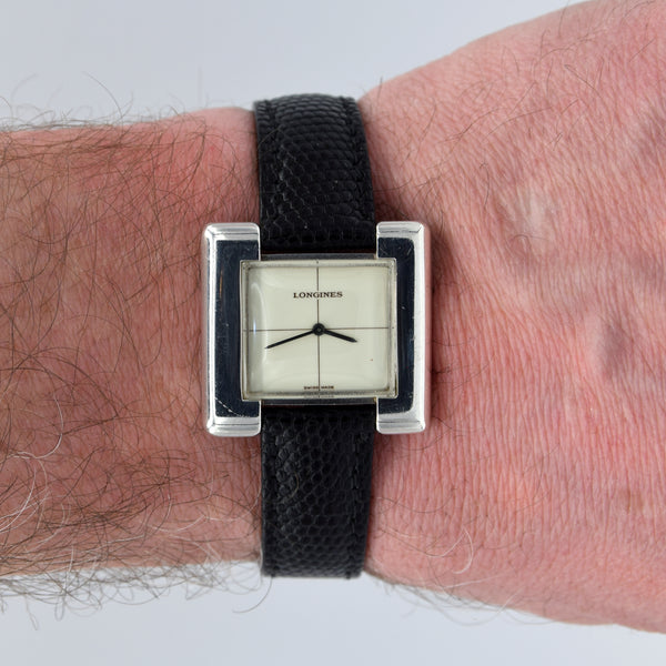 1974 Longines rare 5004 designer Serge Manzon watch 925 sterling silver unisex Watch with Box and deployment