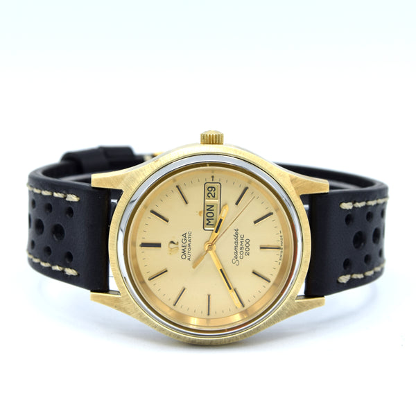 1974 Omega Rare Large Gold & steel Cosmic 2000 Automatic Day/Date Champagne Model 166.129