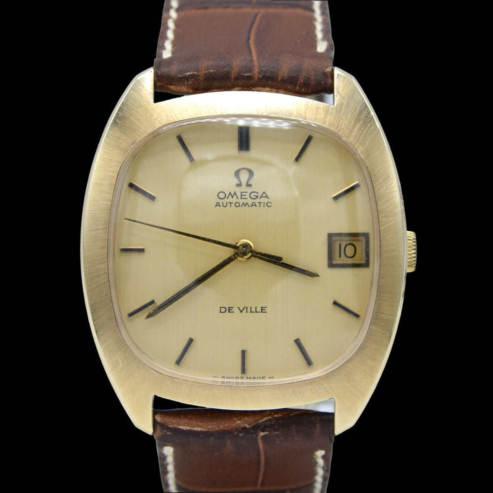 1969 Rare Omega Tonneau De Ville automatic Dress Watch in Solid 9ct Gold English Case Model 1625045