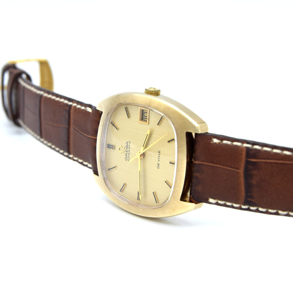 1969 Rare Omega Tonneau De Ville automatic Dress Watch in Solid 9ct Gold English Case Model 1625045