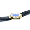 1980 Alfred Dunhill silver 925 sterling 'Blue Bulls eye' swiss quartz dress Wristwatch with strap - buckle - box