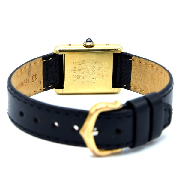 Cartier Ladies classic Vintage Tank Mechanical Manual Wind watch with Black Onyx-Type Dial