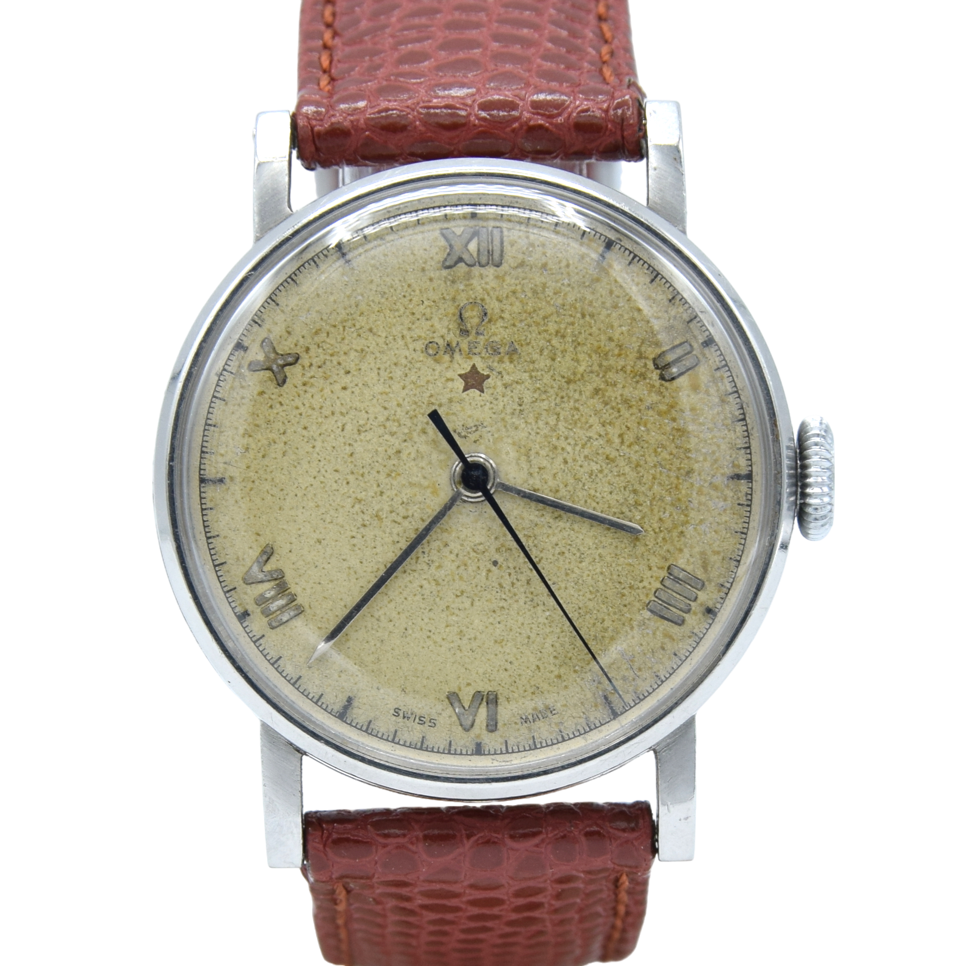 1939 Rare Omega Brazilian market 'Teddington' Red Star with raised roman numerals 30T2 PC