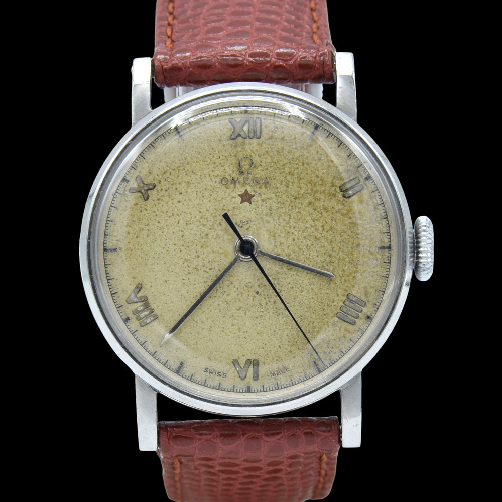 1939 Rare Omega Brazilian market CK2099 'Teddington' Red Star with raised roman numerals 30T2 PC