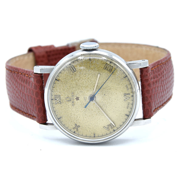 1939 Rare Omega Brazilian market CK2099 'Teddington' Red Star with raised roman numerals 30T2 PC