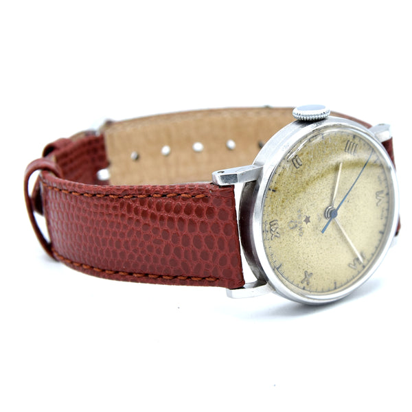 1939 Rare Omega Brazilian market CK2099 'Teddington' Red Star with raised roman numerals 30T2 PC