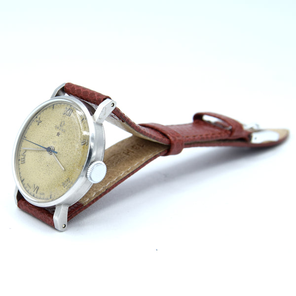 1939 Rare Omega Brazilian market CK2099 'Teddington' Red Star with raised roman numerals 30T2 PC