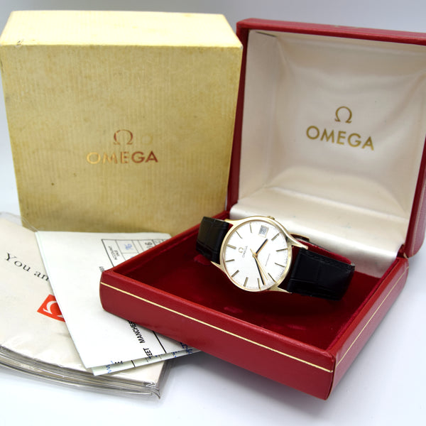 1976 Omega automatic Dress Watch Box set in Solid 9ct Gold English Case Model 162422