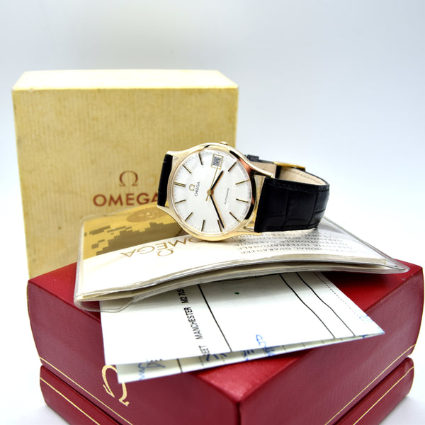 1976 Omega automatic Dress Watch Box set in Solid 9ct Gold English Case Model 162422