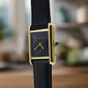 Cartier Ladies classic Vintage Tank Mechanical Manual Wind watch with Black Onyx-Type Dial