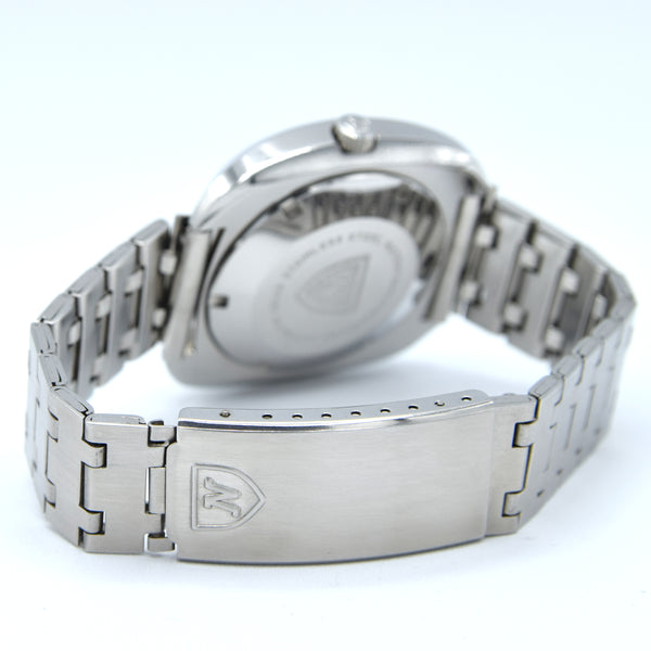 1970s Nivada Compensamatic Fumé blue Day Date automatic watch in Stainless Steel on Bracelet