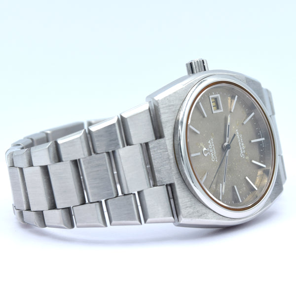 1974 Large Seamaster Cosmic Automatic Date Model 166.0195 with aged satin Grey dial Dial on Bracelet
