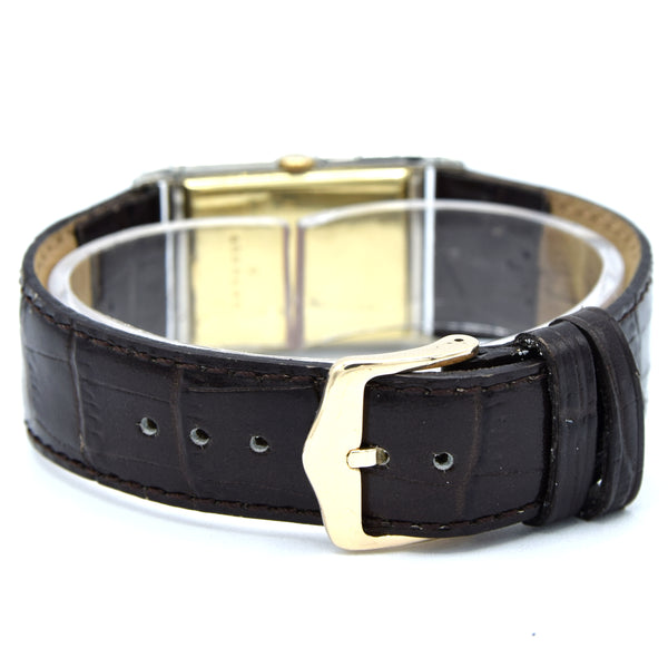 1928 Longines super rare and special Art Deco solid 18k two colour gold tank watch cal 8.28