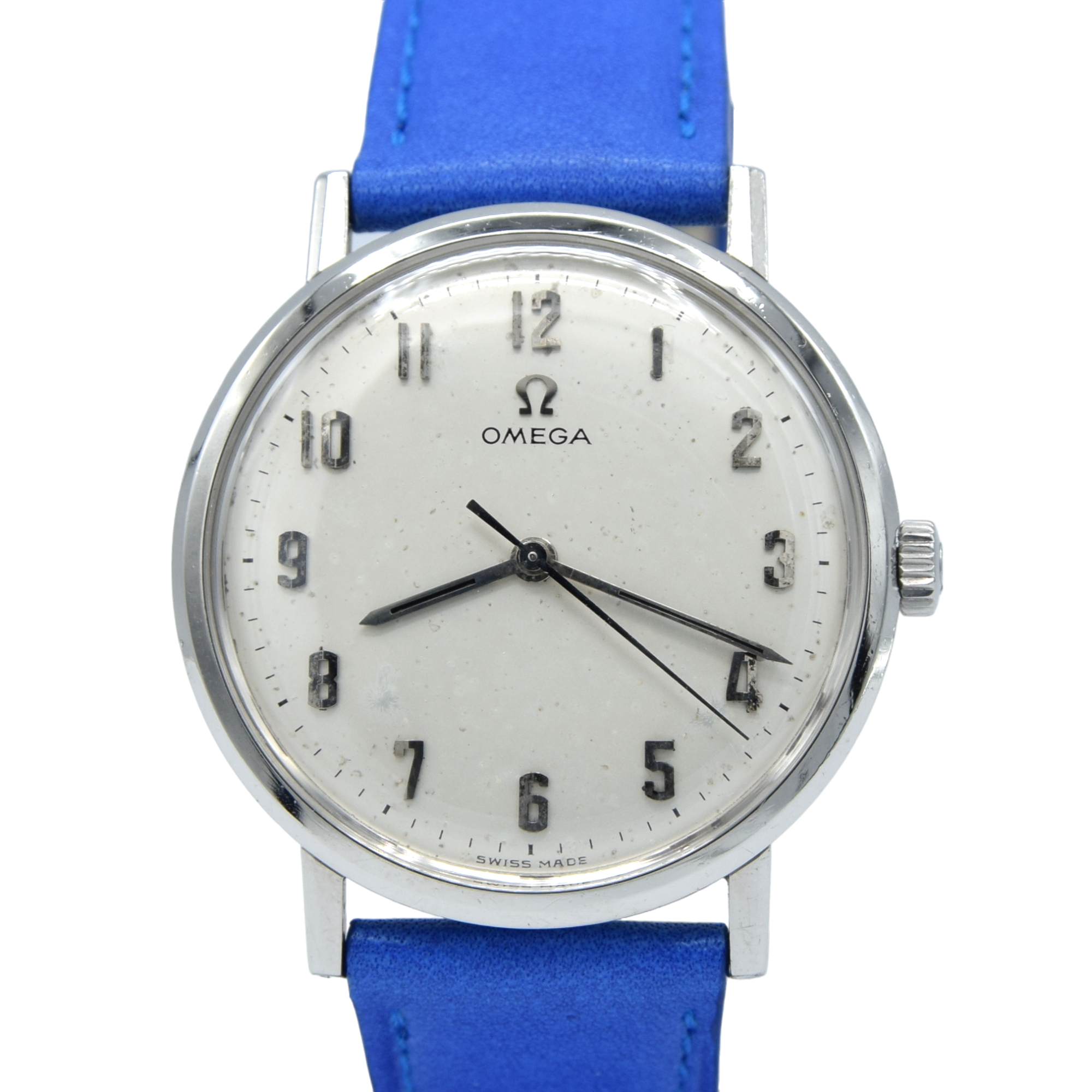 1970 Omega Manual Wind with Unusual Arabic Numerals Model 131.019 in Stainless Steel
