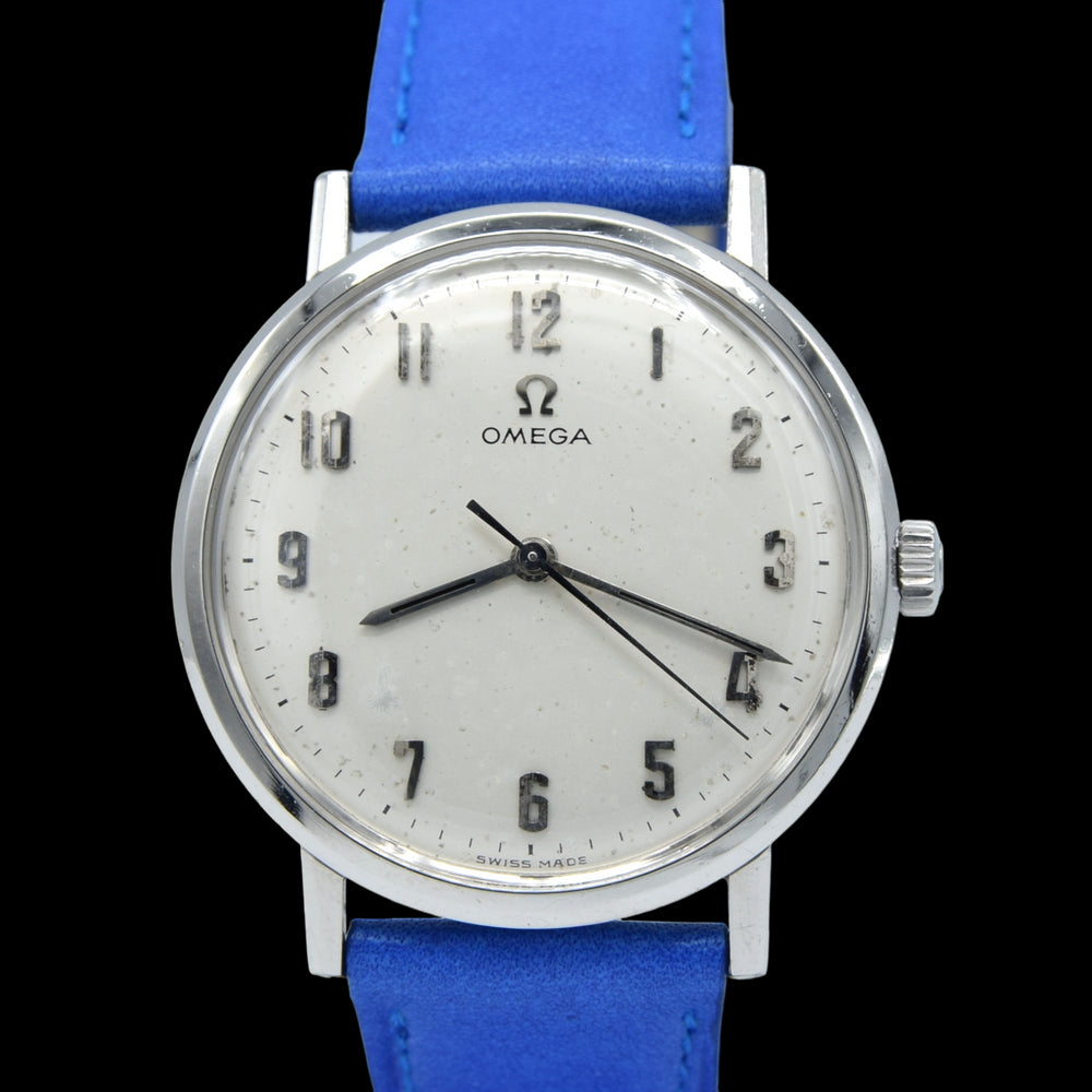 1970 Omega Manual Wind with Unusual Arabic Numerals Model 131.019 in Stainless Steel