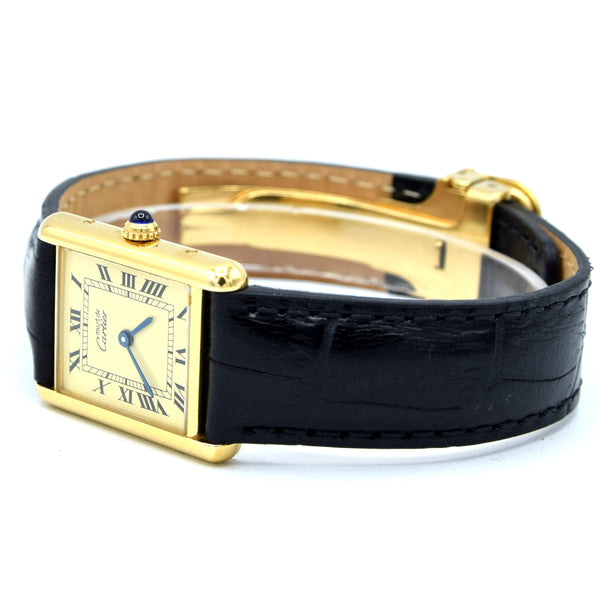 1998 Classic Cartier Tank Must De with 'Lemon' Roman Numeral Dial with full box and papers