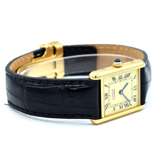 1998 Classic Cartier Tank Must De with 'Lemon' Roman Numeral Dial with full box and papers
