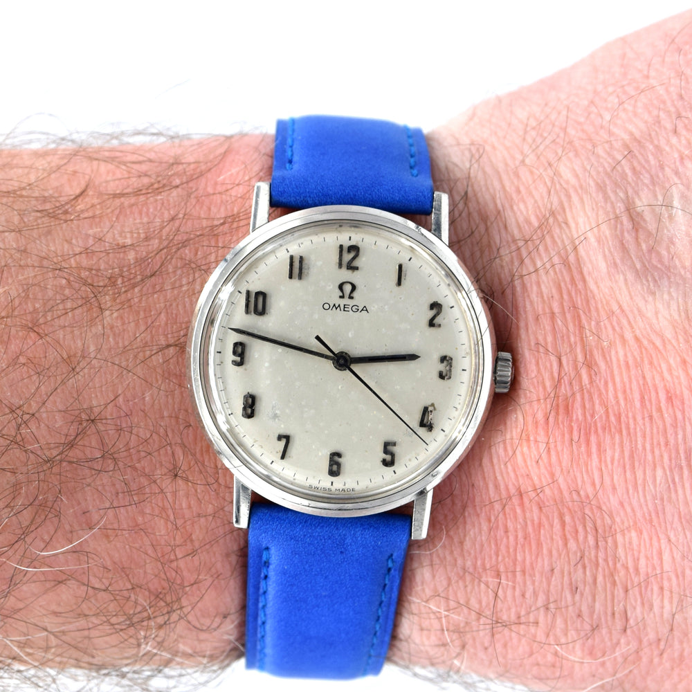1970 Omega Manual Wind with Unusual Arabic Numerals Model 131.019 in Stainless Steel