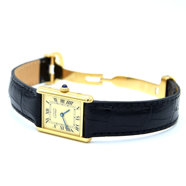 1998 Classic Cartier Tank Must De with 'Lemon' Roman Numeral Dial with full box and papers